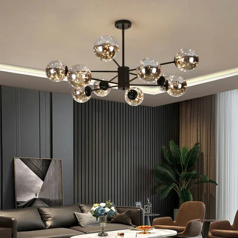 Frendorf | AuroraSphere Glaskugel-Kronleuchter | Eleganter Designerleuchter | Modern & Luxuriös