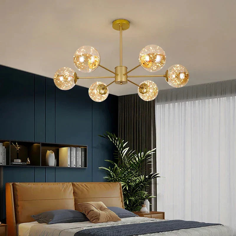 Frendorf | AuroraSphere Glaskugel-Kronleuchter | Eleganter Designerleuchter | Modern & Luxuriös