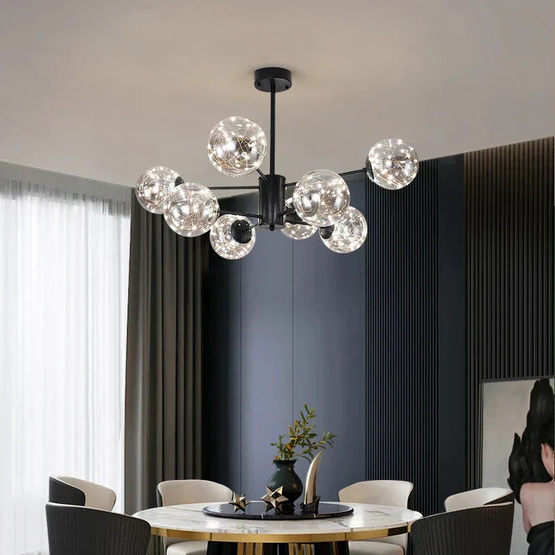 Frendorf | AuroraSphere Glaskugel-Kronleuchter | Eleganter Designerleuchter | Modern & Luxuriös