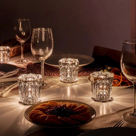 Frendorf | Lunara kabellose LED-Kristall- Tischlampe – Facettierte Stimmungsbeleuchtung