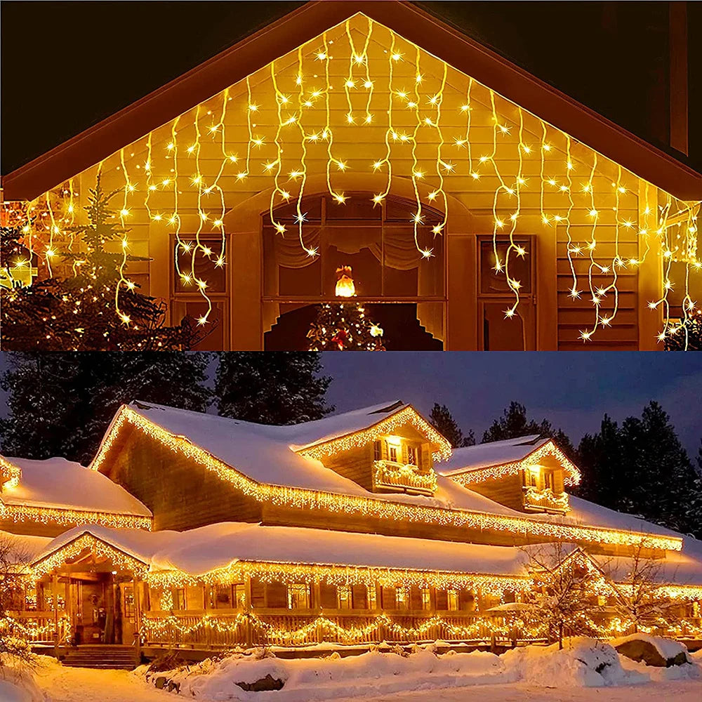 Outdoor Winter Slänger LED Eiszapfen Vorhang Weihnachtsbeleuchtung - Curtcle