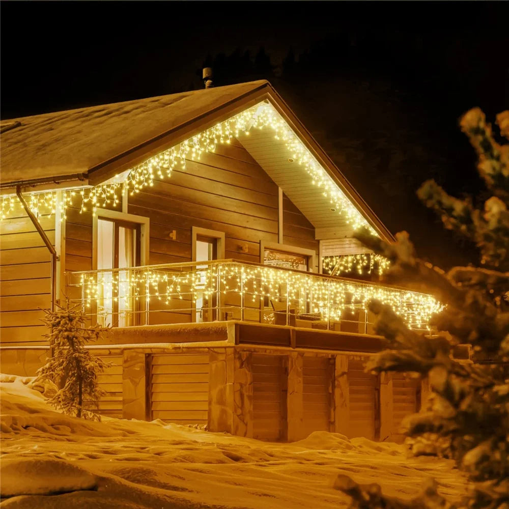 Outdoor Winter Slänger LED Eiszapfen Vorhang Weihnachtsbeleuchtung - Curtcle