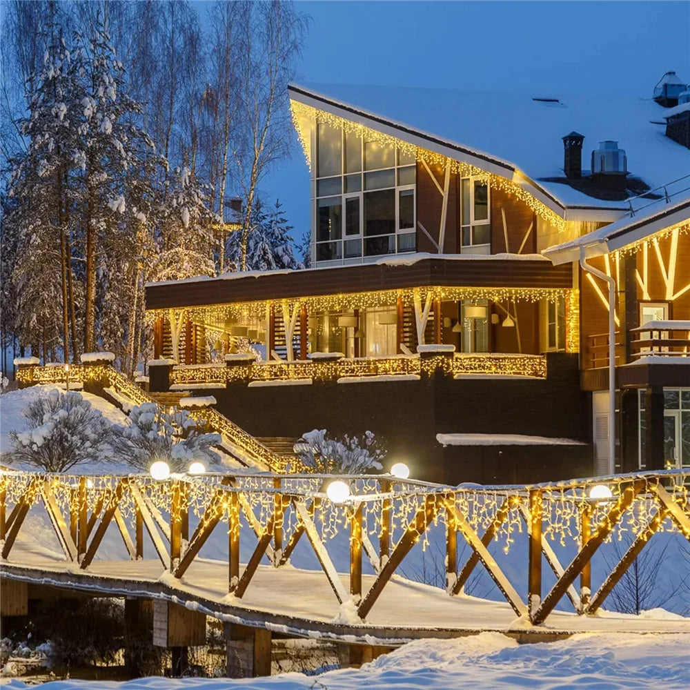 Outdoor Winter Slänger LED Eiszapfen Vorhang Weihnachtsbeleuchtung - Curtcle