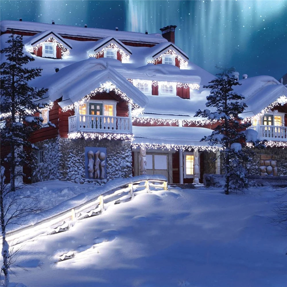 Outdoor Winter Slänger LED Eiszapfen Vorhang Weihnachtsbeleuchtung - Curtcle