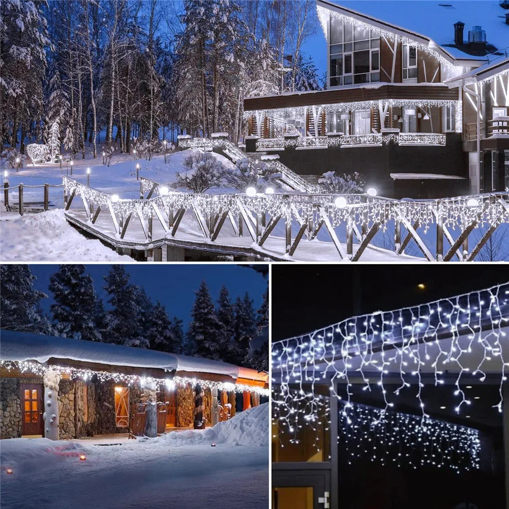 Outdoor Winter Slänger LED Eiszapfen Vorhang Weihnachtsbeleuchtung - Curtcle