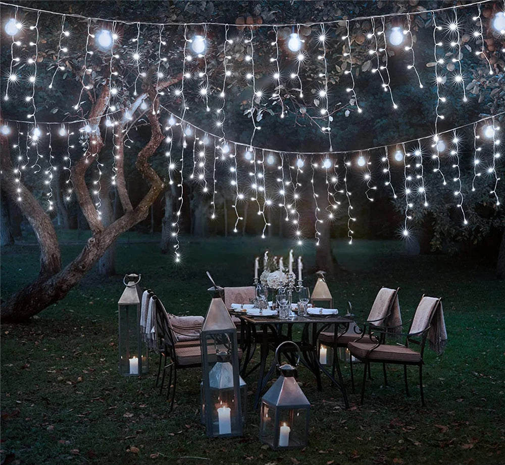Outdoor Winter Slänger LED Eiszapfen Vorhang Weihnachtsbeleuchtung - Curtcle