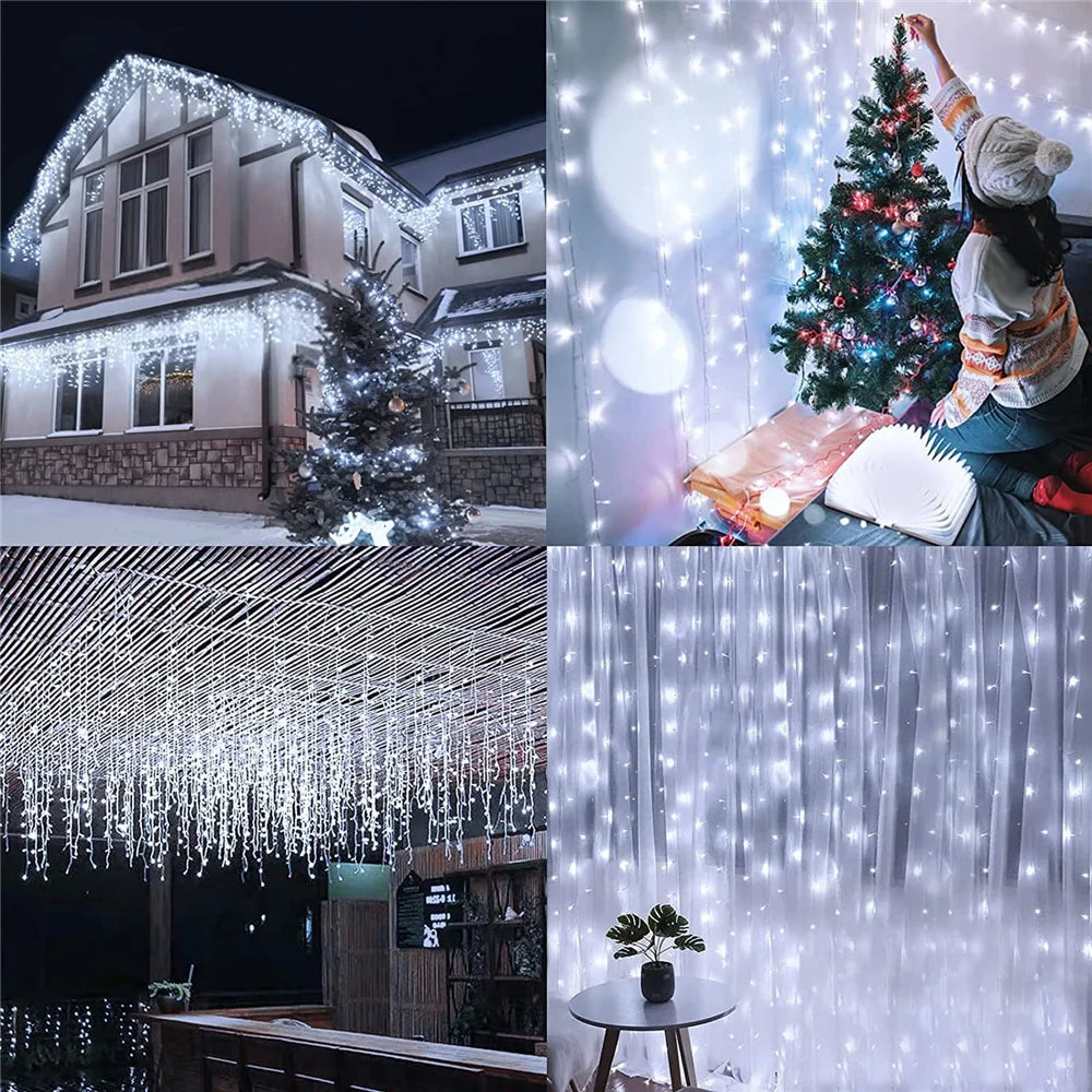 Outdoor Winter Slänger LED Eiszapfen Vorhang Weihnachtsbeleuchtung - Curtcle