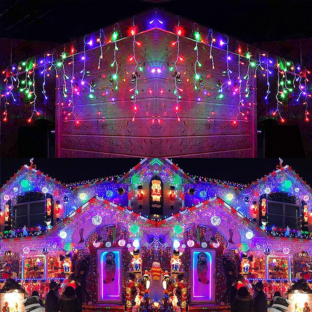 Outdoor Winter Slänger LED Eiszapfen Vorhang Weihnachtsbeleuchtung - Curtcle