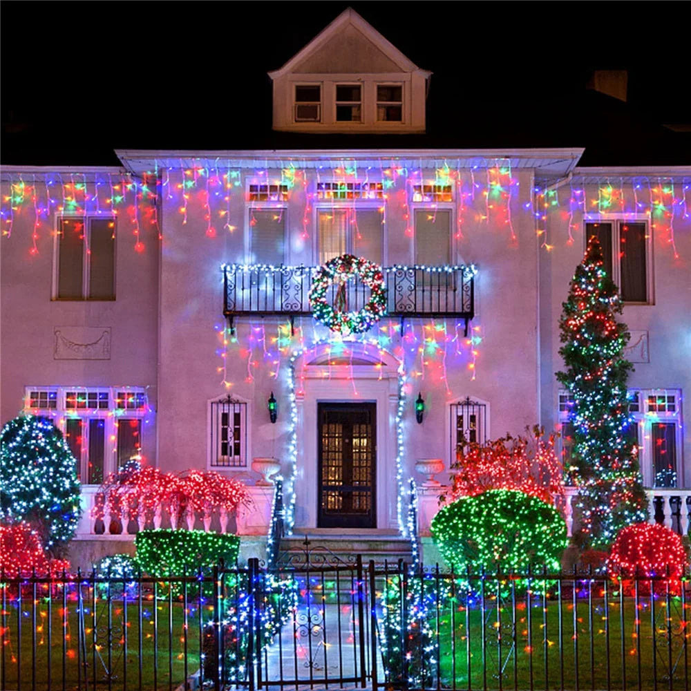 Outdoor Winter Slänger LED Eiszapfen Vorhang Weihnachtsbeleuchtung - Curtcle