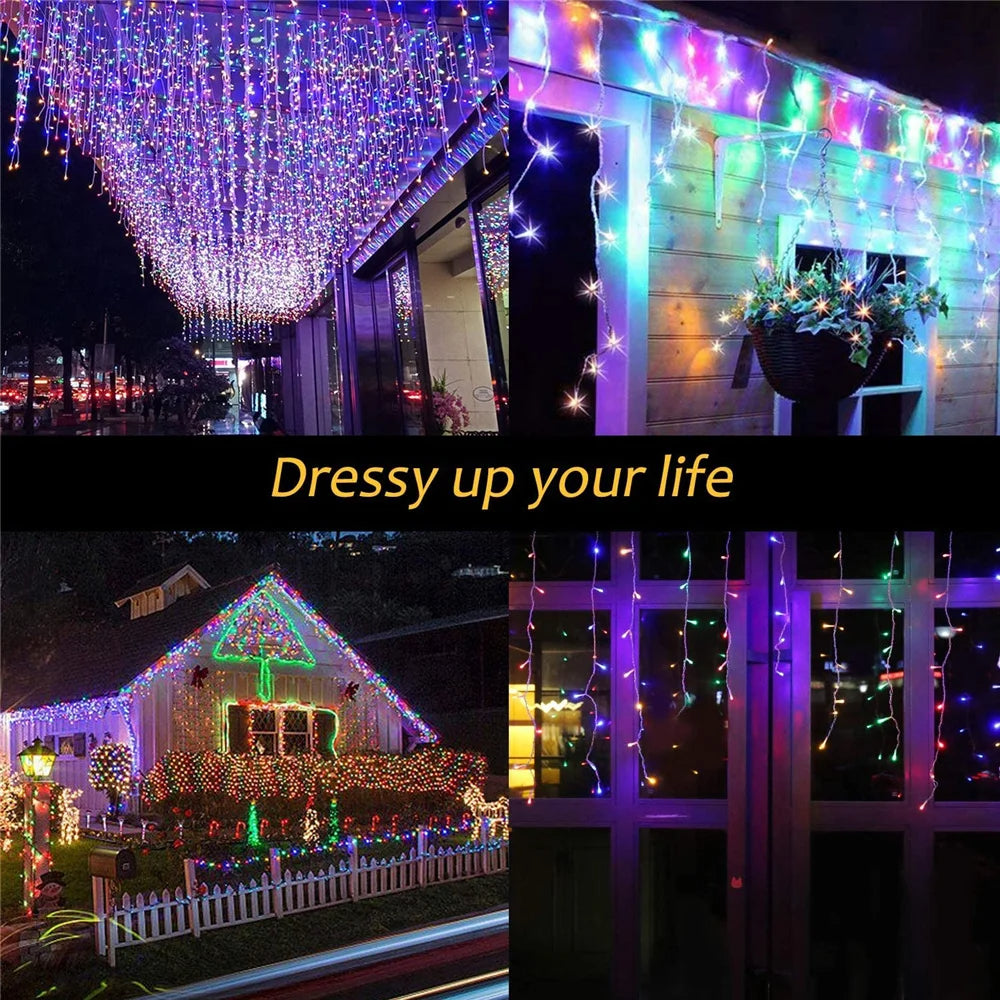 Outdoor Winter Slänger LED Eiszapfen Vorhang Weihnachtsbeleuchtung - Curtcle