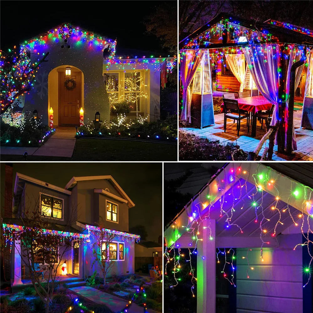 Outdoor Winter Slänger LED Eiszapfen Vorhang Weihnachtsbeleuchtung - Curtcle