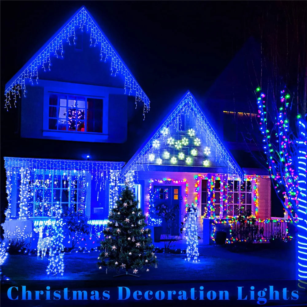 Outdoor Winter Slänger LED Eiszapfen Vorhang Weihnachtsbeleuchtung - Curtcle