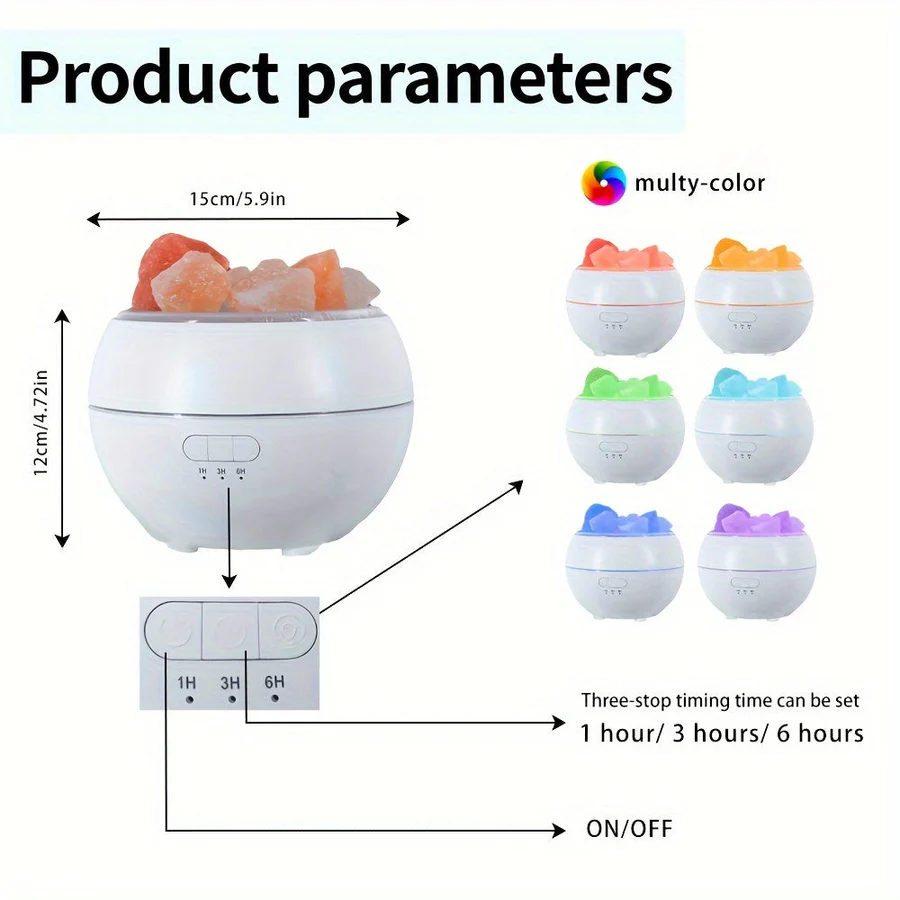 Frendorf | 3 in 1 Salzkristalllampe ätherischer Öldiffusor