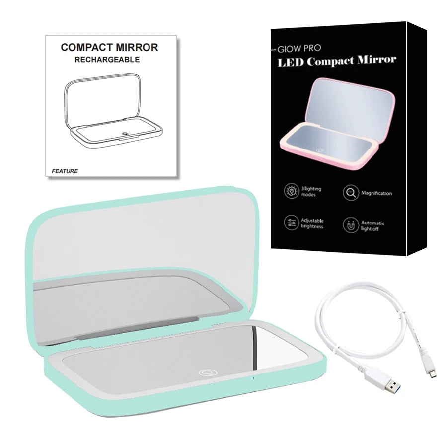 Frendorf | Mini LED 10x Vergrößerung Kosmetikspiegel mit verschiedenen Lichteinstellungen, USB aufladbar