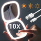 Frendorf | Mini LED 10x Vergrößerung Kosmetikspiegel mit verschiedenen Lichteinstellungen, USB aufladbar