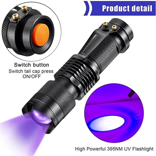 LED UV-Zaklamp - Ultraviolette Inspektionslampe für Haustierurin und Fleckenerkennung