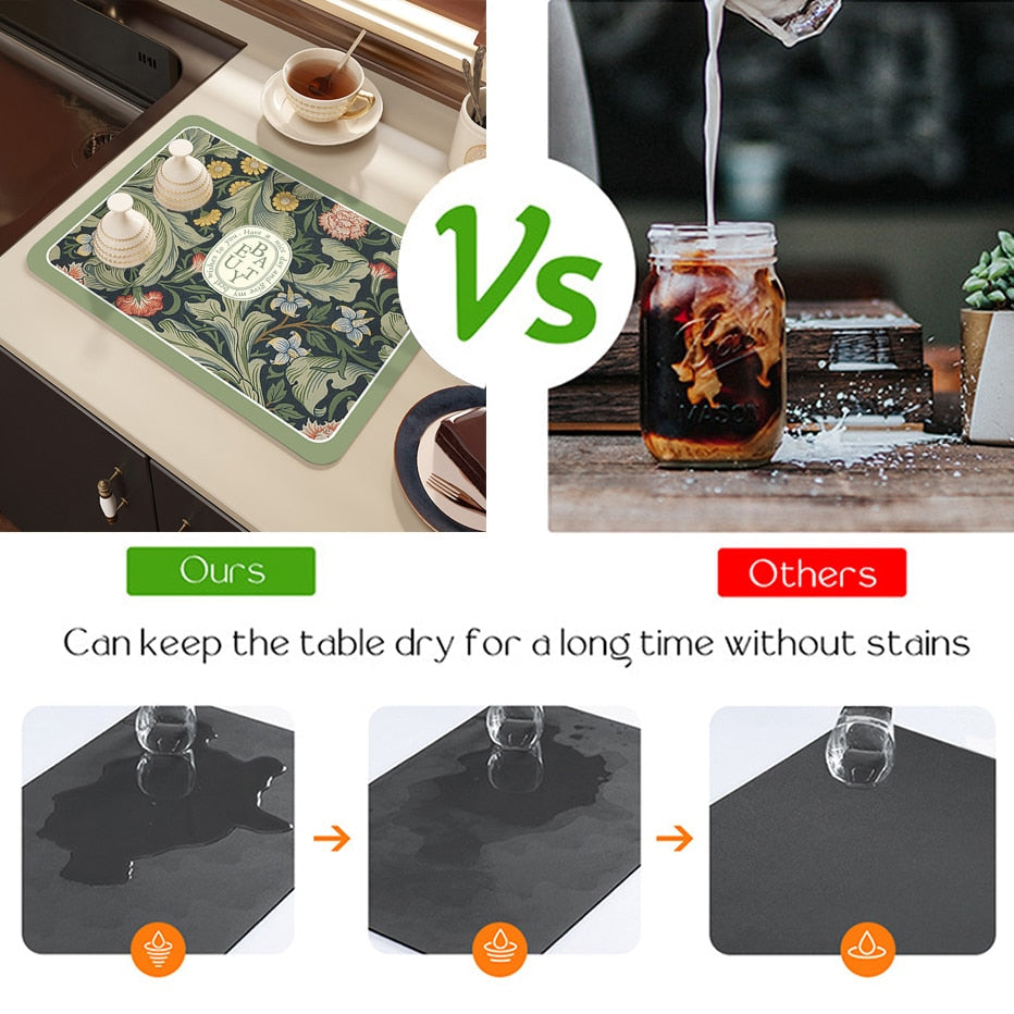 Frendorf | Trockenmatte Küche Theke Gummi Kaffee Bar Zubehör Kaffee Matten Pads