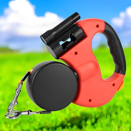 Frendorf | 10FT Doppelt einziehbare Hundeleine mit eingebautem Taschenlampe & Kotbeutelhalter