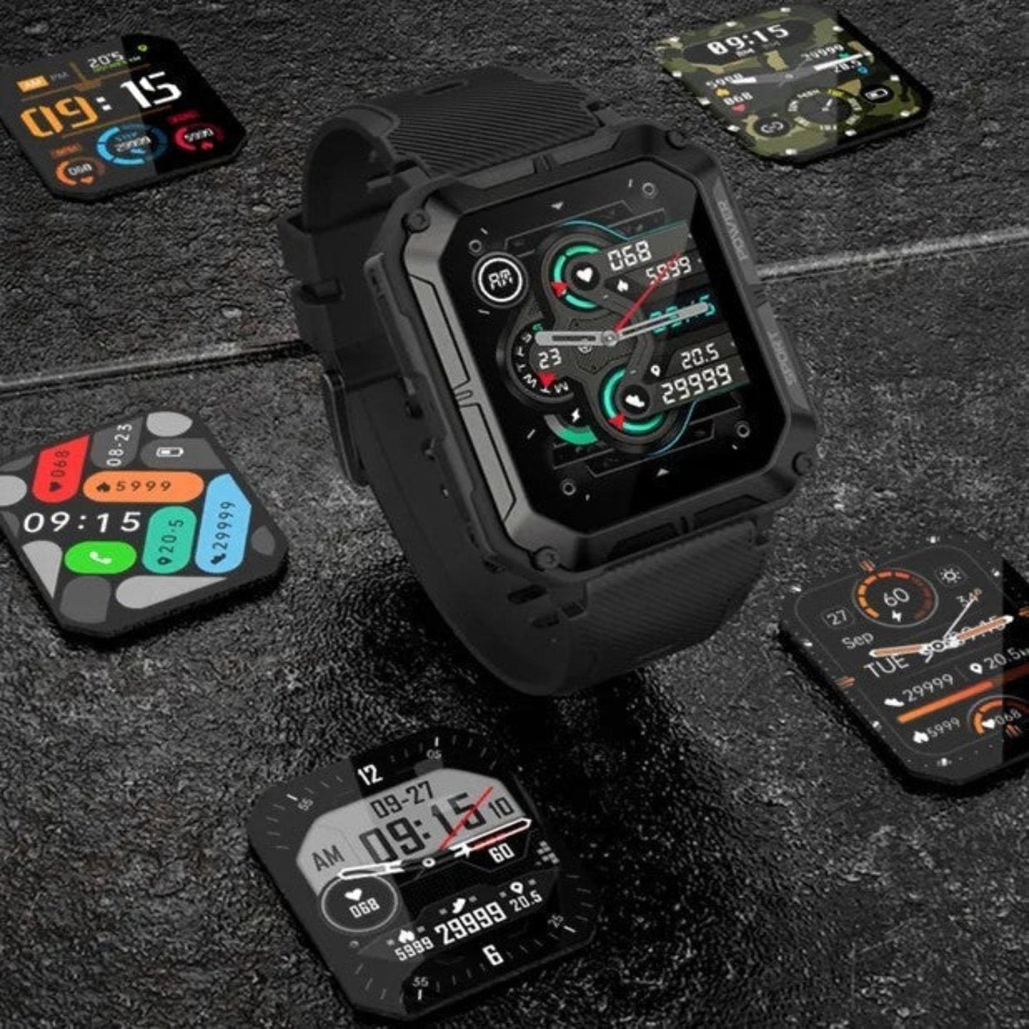 Frendorf | Herren Smartwatch – Digitale Uhr mit Fitness-Tracking, wasserdichtem Gehäuse und langer Akkulaufzeit für Arbeit und Fitness