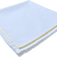 Frendorf | ATOSII 'Kohinoor' Heimwäsche 100% Baumwolle Stoffservietten - 20 X 20 Zoll (Weiß) Übergroße DINNER-SERVIETTEN - Set von 4 - Handgefertigt mit Goldsatinrand - Weiche Servietten perfekt zum Verschenken