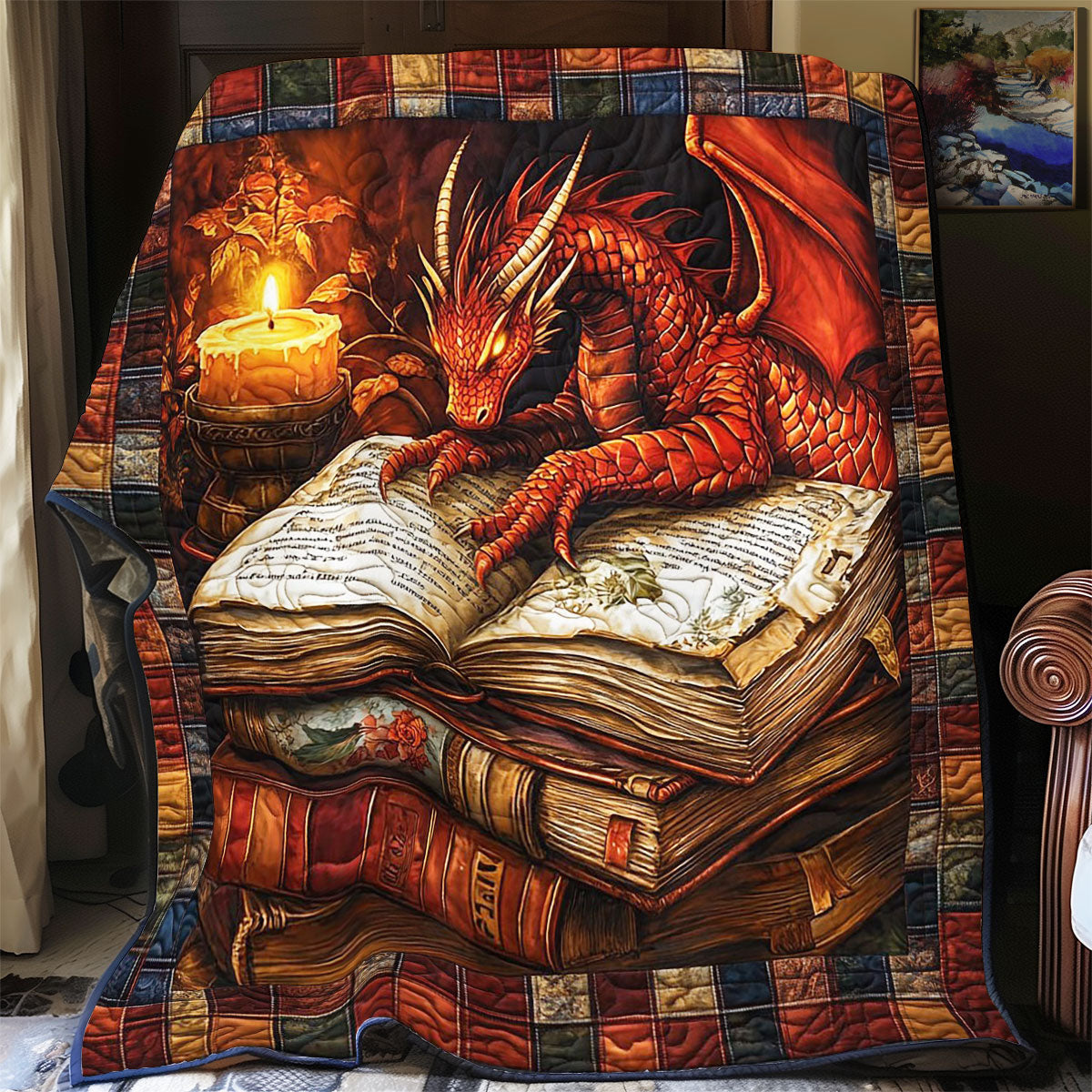 Mystic Dragon In Book Quilt