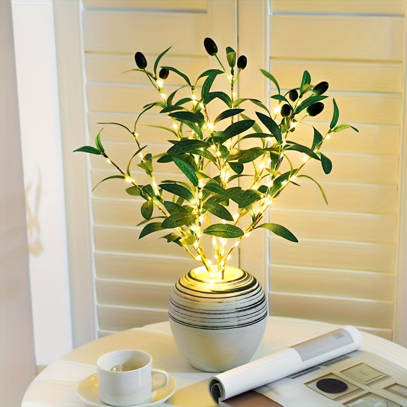 Beleuchteter Olivenbaum LED Lampe – Modernes Dekor für festliche Anlässe, Hochzeiten, Geburtstage und Partystimmung, ideal für Esstisch, Schrank oder Café-Dekor