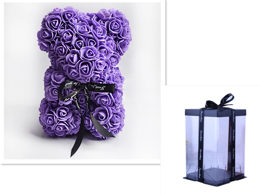 Frendorf | Valentinstag Geschenk Rose Bär Ewige Blume Rose Teddybär PE Schaum Bär 25cm Valentinstag
