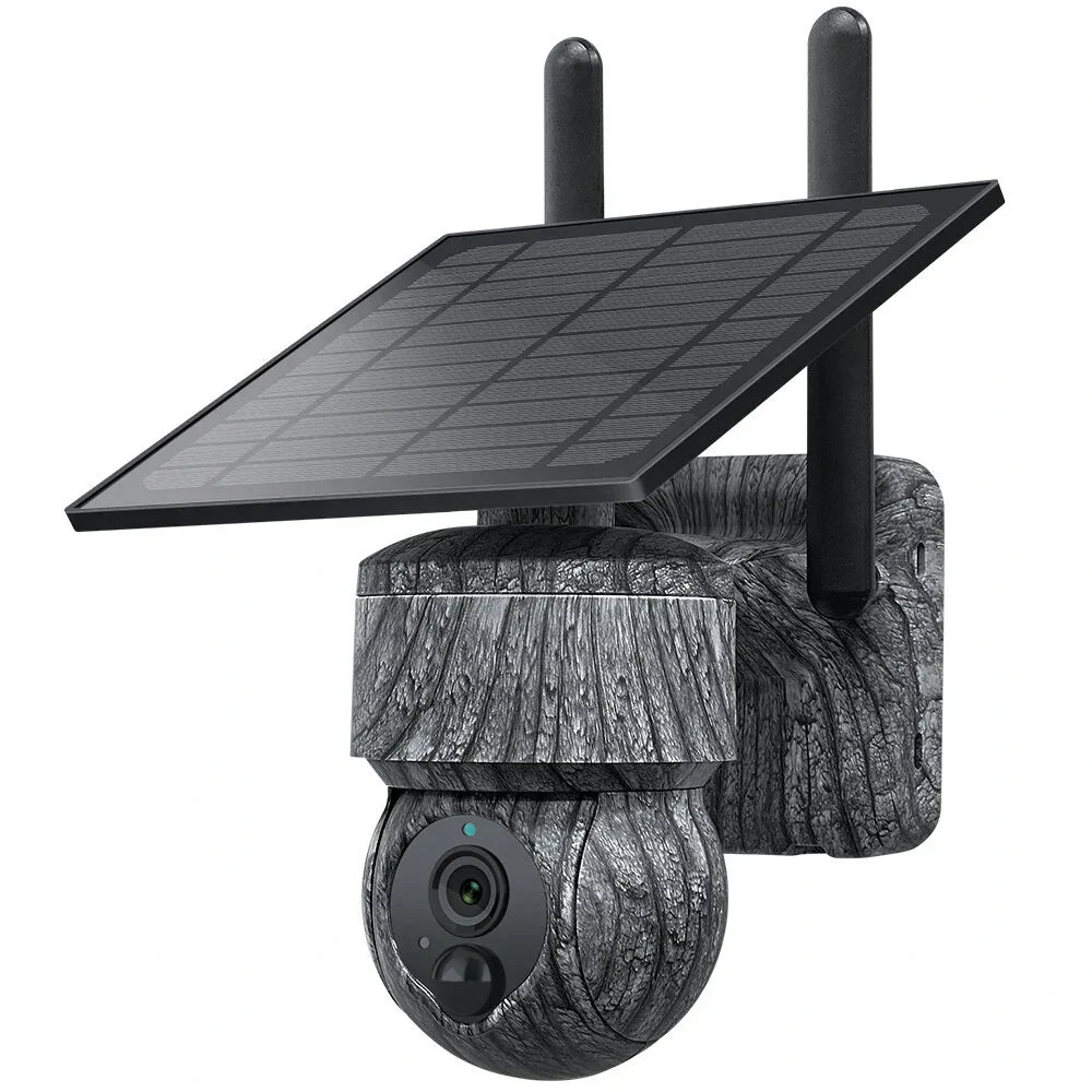 SECTEC 4MP Solar Powered Wireless Outdoor PTZ Kamera, Nachtsicht, Zwei-Wege-Audio, IP66 Wasserdicht Sicherheits CCTV