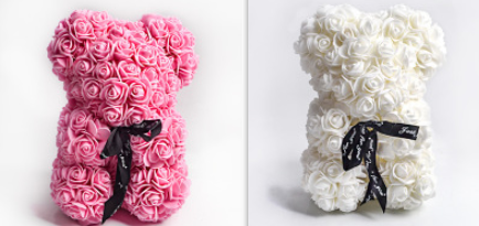 Frendorf | Valentinstag Geschenk Rose Bär Ewige Blume Rose Teddybär PE Schaum Bär 25cm Valentinstag