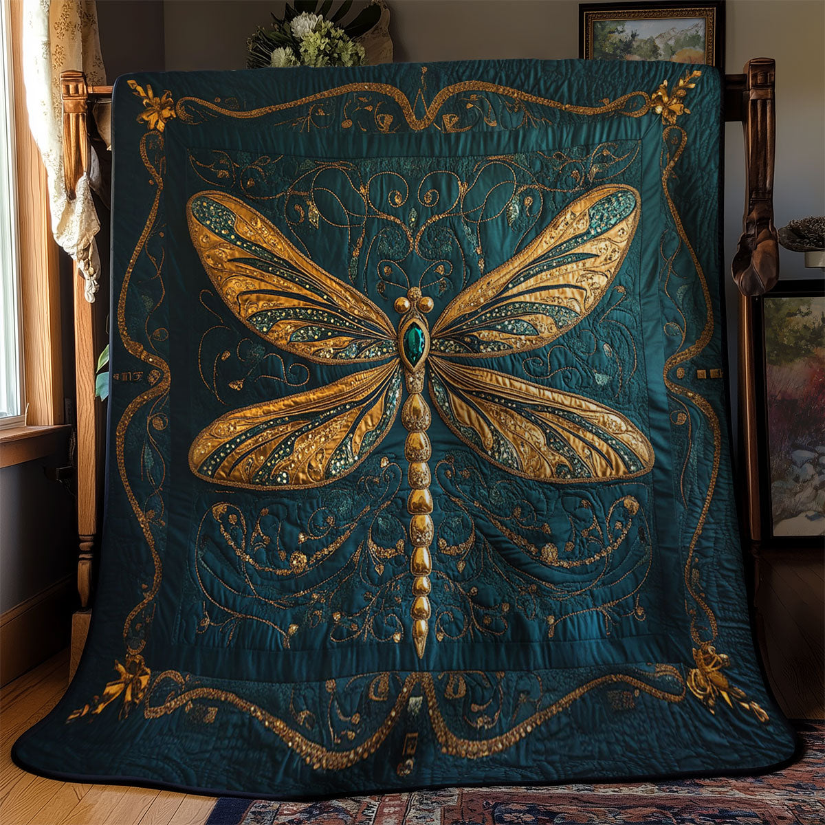 Royal Dragonfly Portrait Quilt