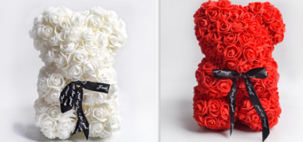 Frendorf | Valentinstag Geschenk Rose Bär Ewige Blume Rose Teddybär PE Schaum Bär 25cm Valentinstag