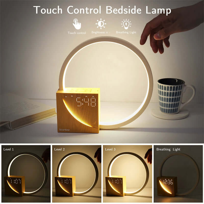 Frendorf | LumaVibe Touch-Nachttischlampe & Wecker | LED-Licht für modernes Wohnambiente
