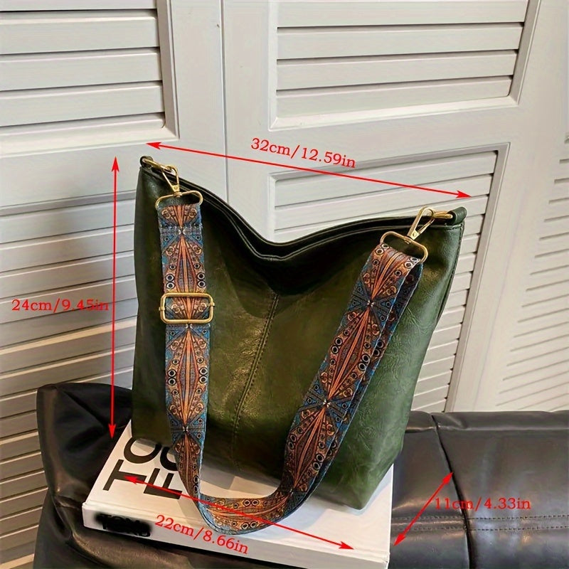 Frendorf | Breite geometrische Tasche – Große Kapazität Umhängetasche mit retro Vibe