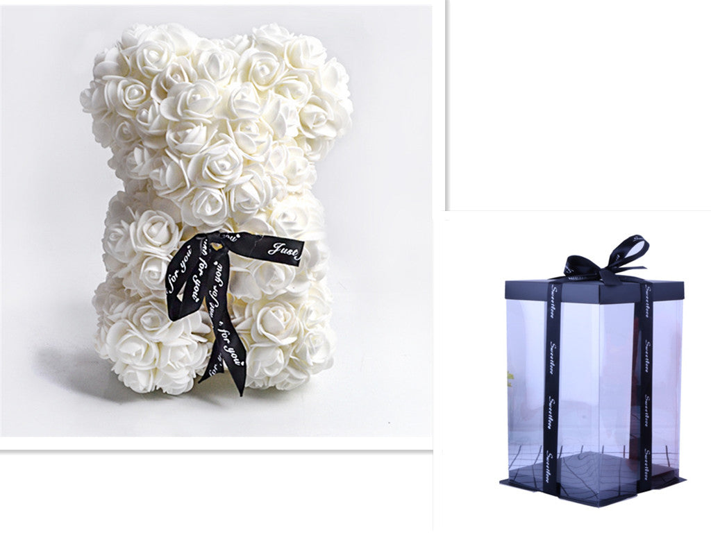 Frendorf | Valentinstag Geschenk Rose Bär Ewige Blume Rose Teddybär PE Schaum Bär 25cm Valentinstag