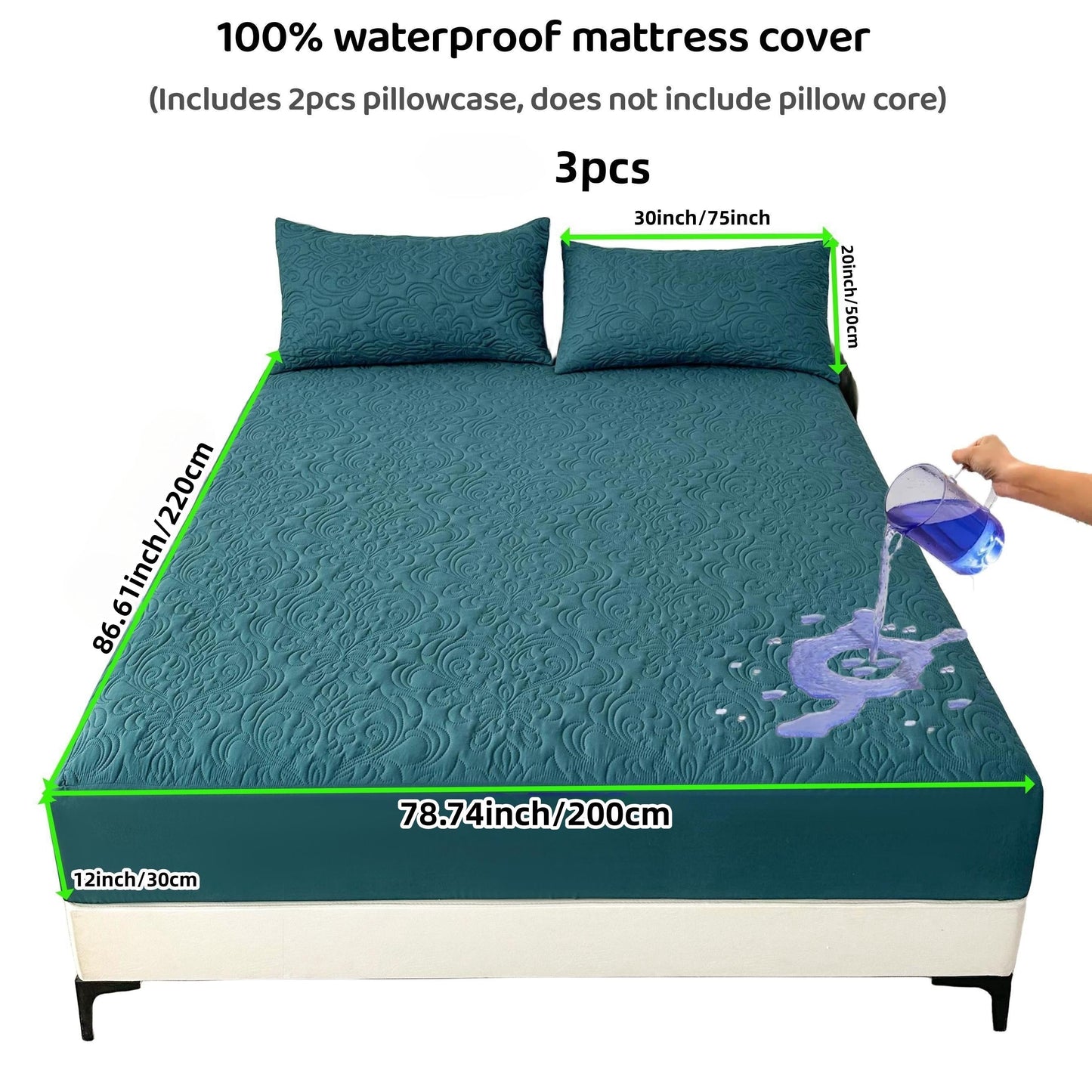 3-teiliger wasserdichter Matratzenschoner Set – Atmungsaktiv, Staubdicht, Rutschfest, Maschinenwaschbar, Spannbettlaken mit tiefem Pocket für alle Jahreszeiten