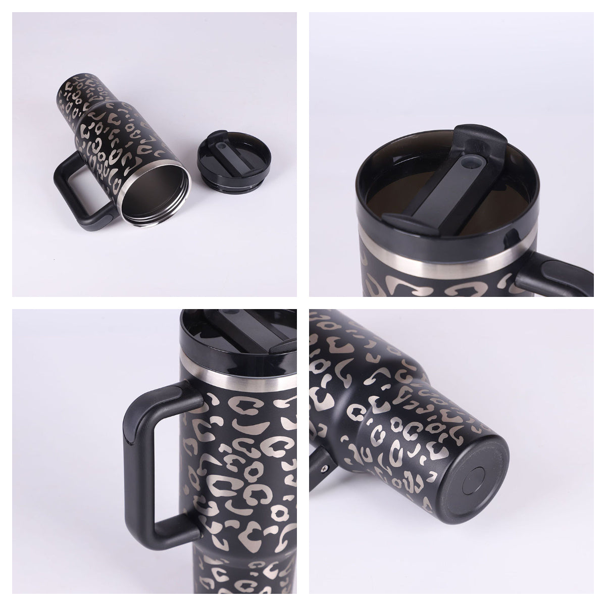 Isolierender Becher mit Griff und Strohhalm | 40 oz