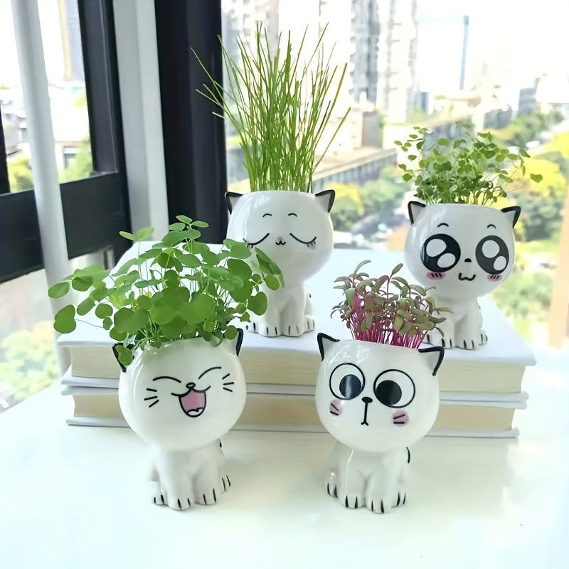 Frendorf | PurrBloom Sukkulententöpfe | Katzen-Pflanztöpfe | Niedlich & Stilvoll | Verschiedene Designs