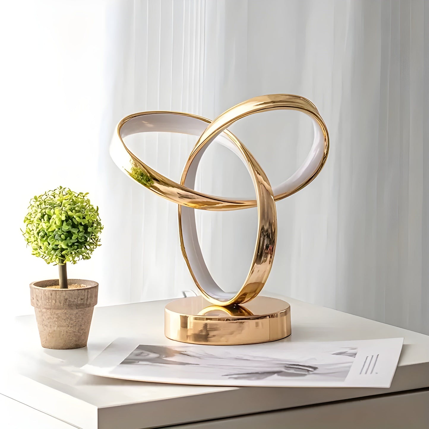 Lampe - Luxus Goldener Möbius-Ring Schreibtisch-Leselampe