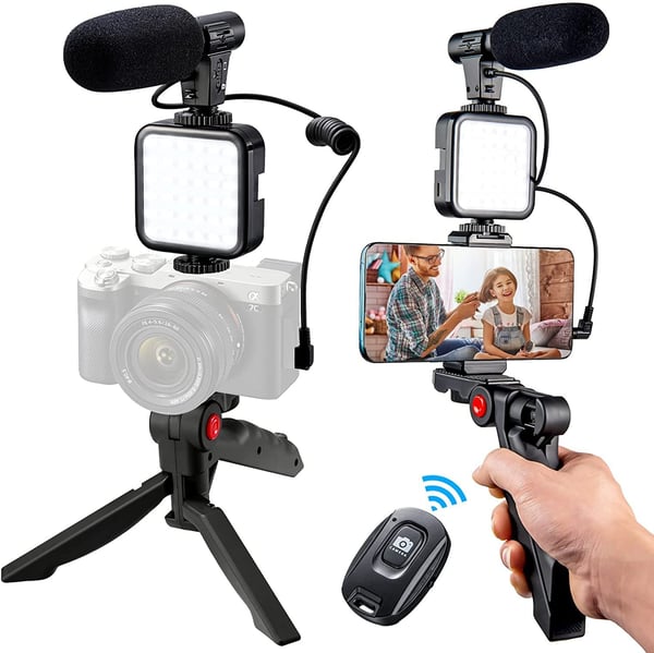 Frendorf | Professionelles Videomikrofon-Set mit Stativ und LED-Videoleuchte