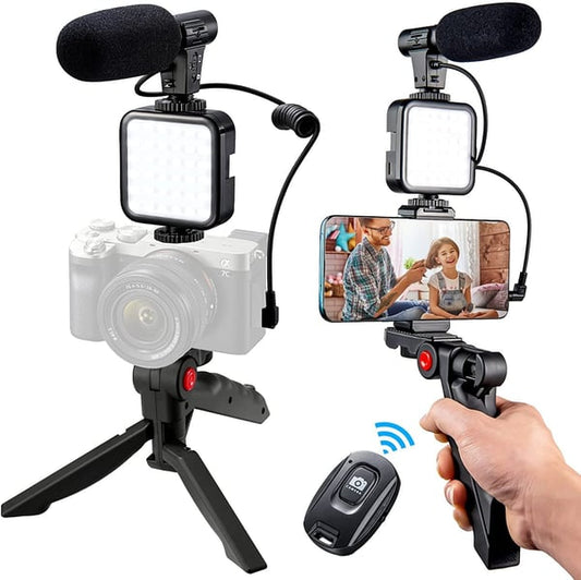 Frendorf | Professionelles Videomikrofon-Set mit Stativ und LED-Videoleuchte