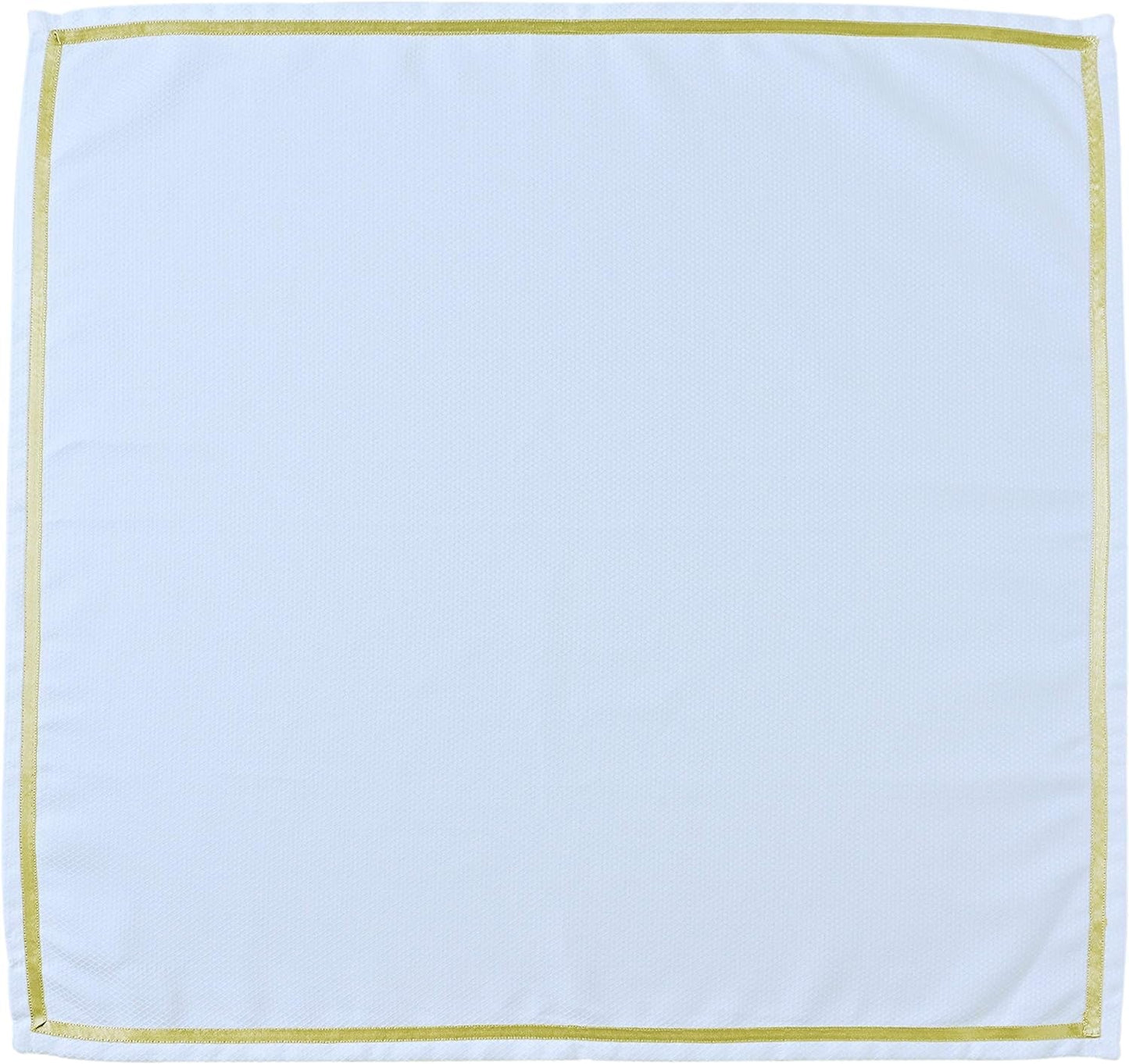 Frendorf | ATOSII 'Kohinoor' Heimwäsche 100% Baumwolle Stoffservietten - 20 X 20 Zoll (Weiß) Übergroße DINNER-SERVIETTEN - Set von 4 - Handgefertigt mit Goldsatinrand - Weiche Servietten perfekt zum Verschenken