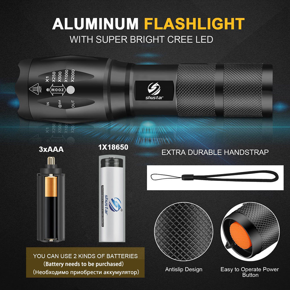 Frendorf | 30000-5000 Lumen Hochleistungs-LED-Taschenlampe, wasserdicht