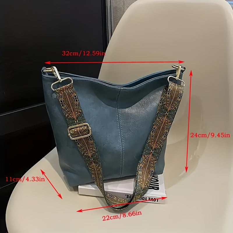 Frendorf | Breite geometrische Tasche – Große Kapazität Umhängetasche mit retro Vibe