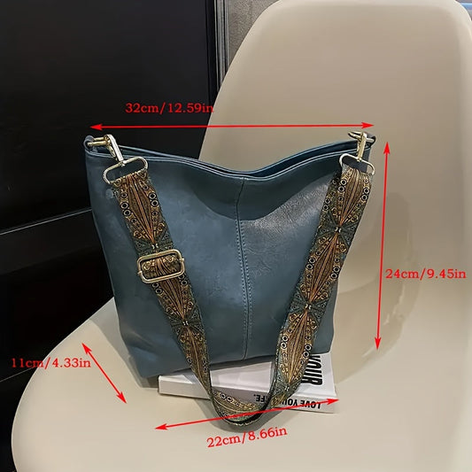 Frendorf | Breite geometrische Tasche – Große Kapazität Umhängetasche mit retro Vibe