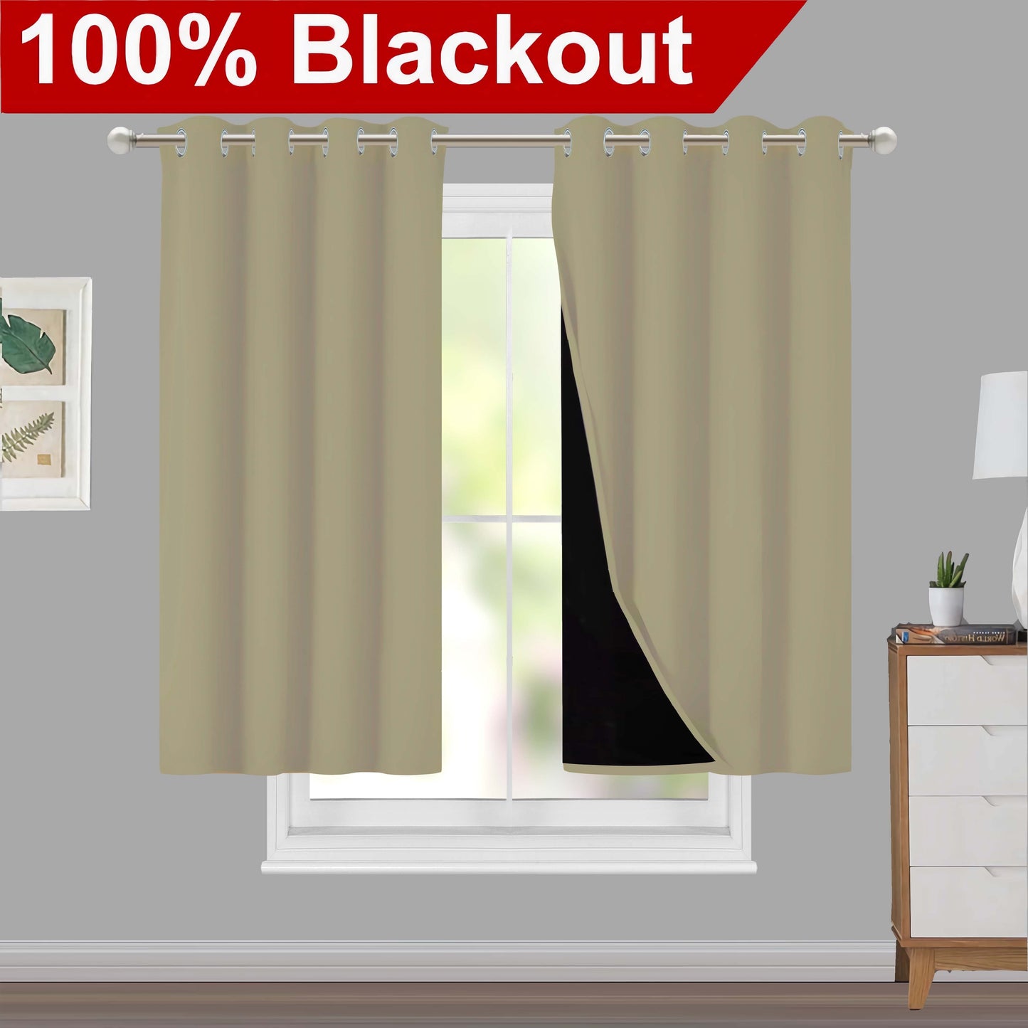 Klassische Blackout-Vorhänge mit Ösen – Thermisch isolierter, nicht bleichbarer Stoff für Wohnzimmer, Schlafzimmer, Küche, stilvolle Wohnkultur