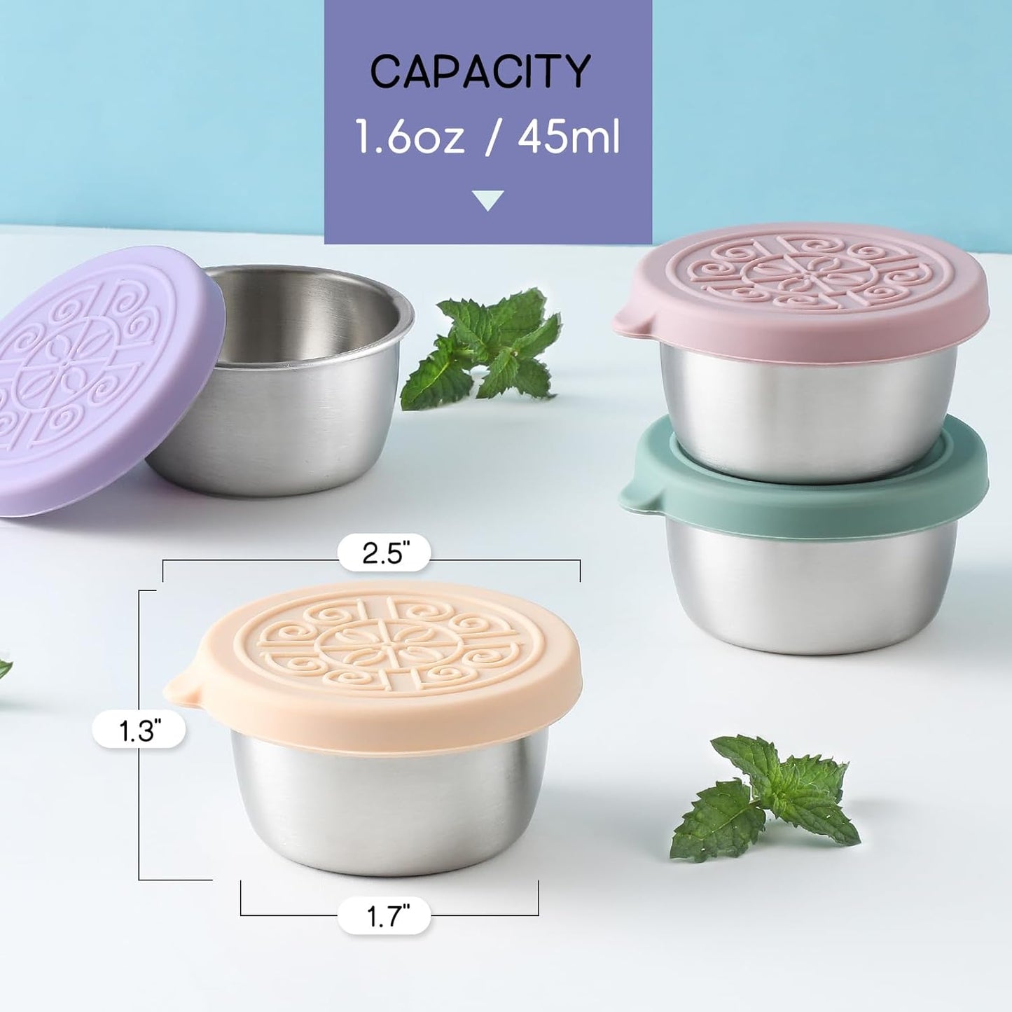 Frendorf | Auslaufsichere Saucenbecher aus Edelstahl (6 Stück) – FlavorPods