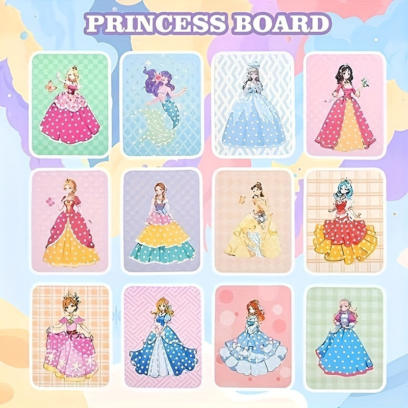 Frendorf | 12Stück Prinzessin Board Aufkleber Stoff Poke Kunst DIY Kit