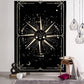 Verzauberung Tarot Wandteppich Kunst - Schwarze und Khaki Sonne, Mond, Stern Universum Geometrisches Design für Wohnheim und Wohnkultur