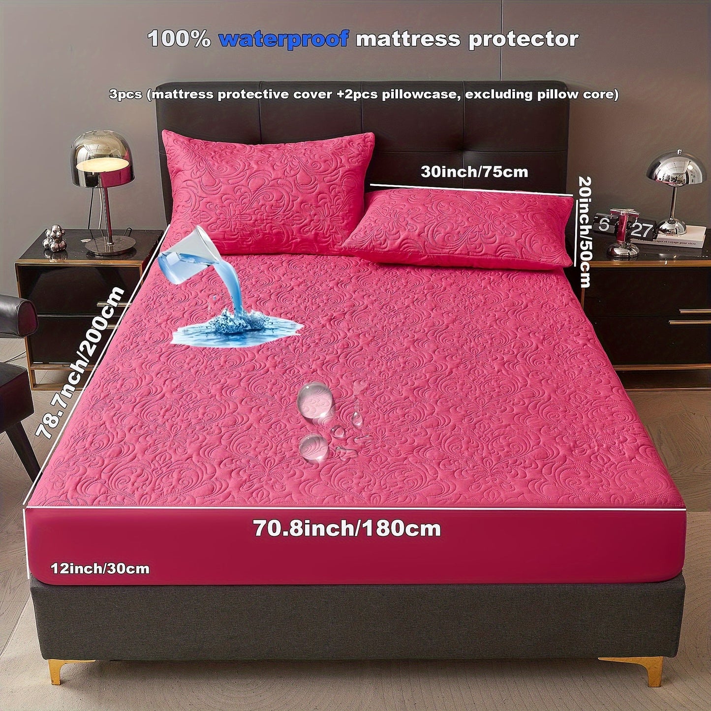 3-teiliger wasserdichter Matratzenschoner Set – Atmungsaktiv, Staubdicht, Rutschfest, Maschinenwaschbar, Spannbettlaken mit tiefem Pocket für alle Jahreszeiten