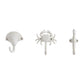 Weißer Gusseisen Nautical Ocean Figur Skulptur Dekorative Utility Wandhaken Set von 3 - Muschel, Krebs, Seepferdchen